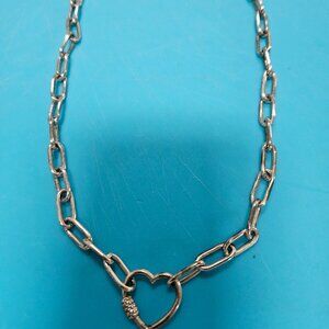 chain link heart necklace bronze Italy stamped